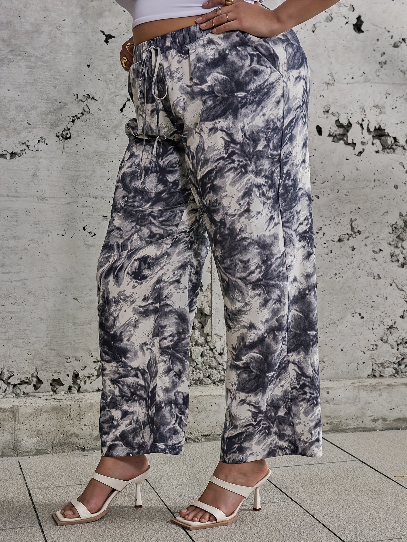  Painting Print Wide Leg Trousers