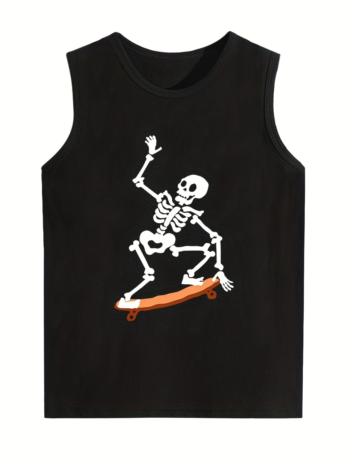 Boy's Skeleton Print Sleeveless Shirt for Summer