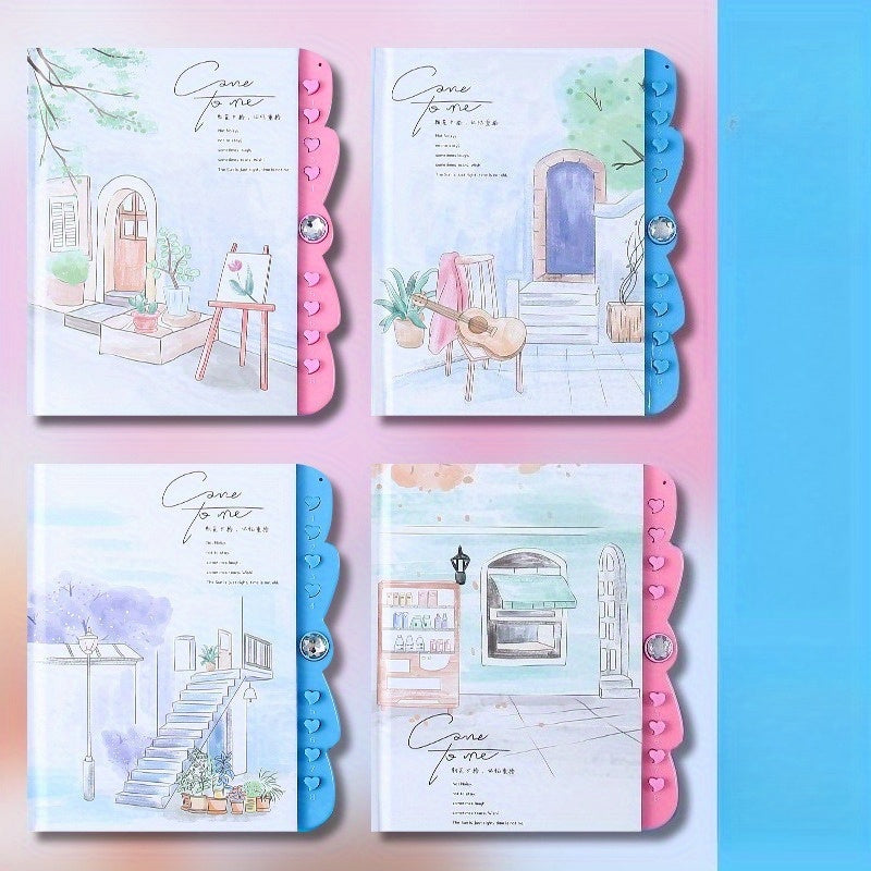 Lockable Password Notebook for Students with Cartoon & Pink Accents