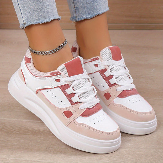 Women's Colorblock Casual Sneakers Flatform Non slip Sporty Shoes