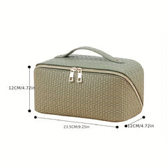 Large Capacity Checkered Travel Cosmetic Bag for Women Portable Makeup Organizer
