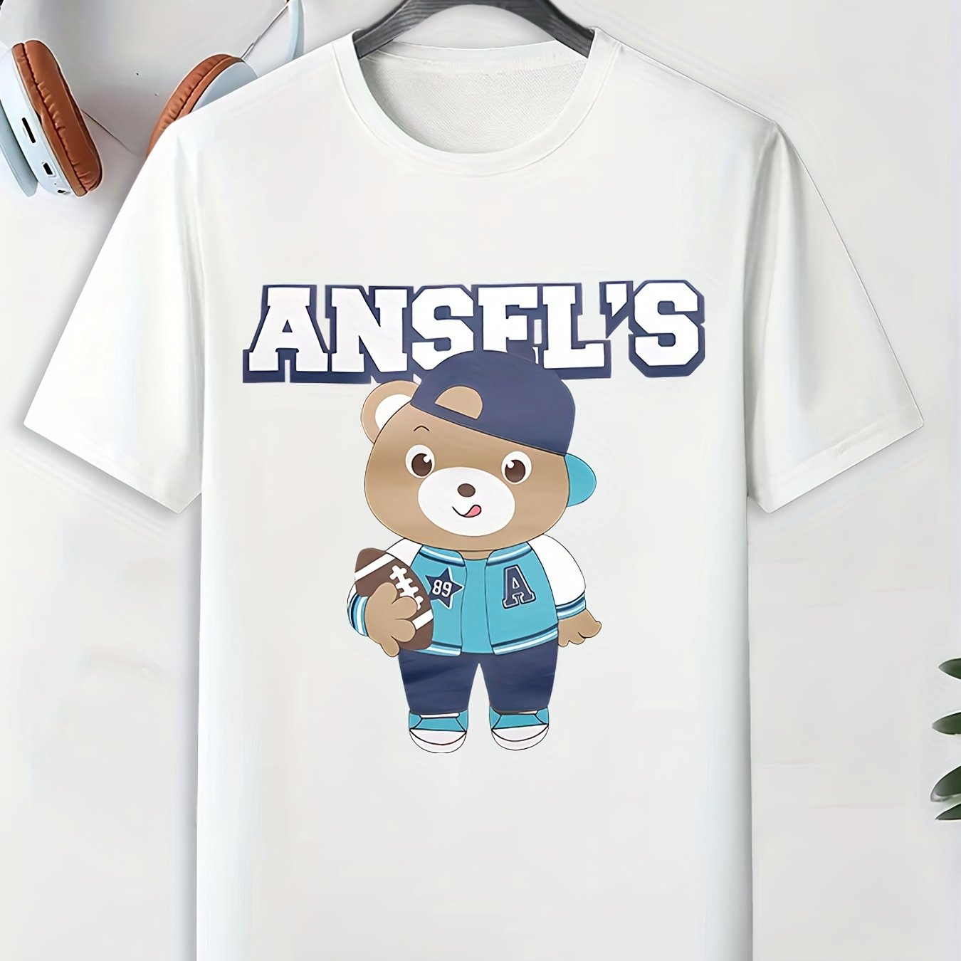 Men's Bear Pattern T-Shirt Active Breathable Tee