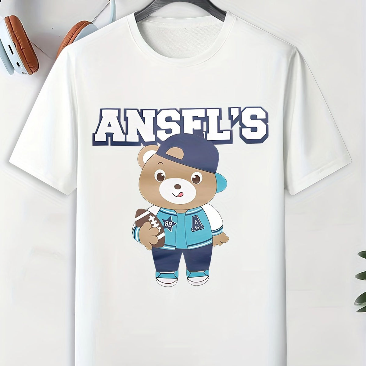 Men's Bear Pattern T-Shirt Active Breathable Tee