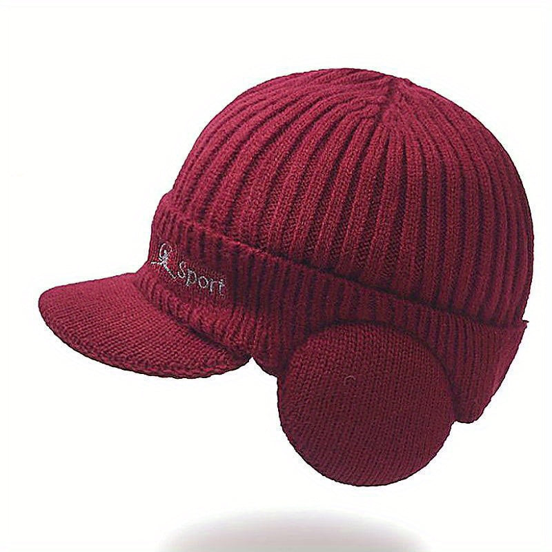 Winter Men's Earmuffs Warm Knitted Wool Cap Outdoor Cycling