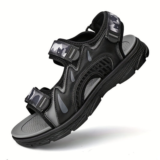 Men's Leather Hiking Sandals With Camo Print