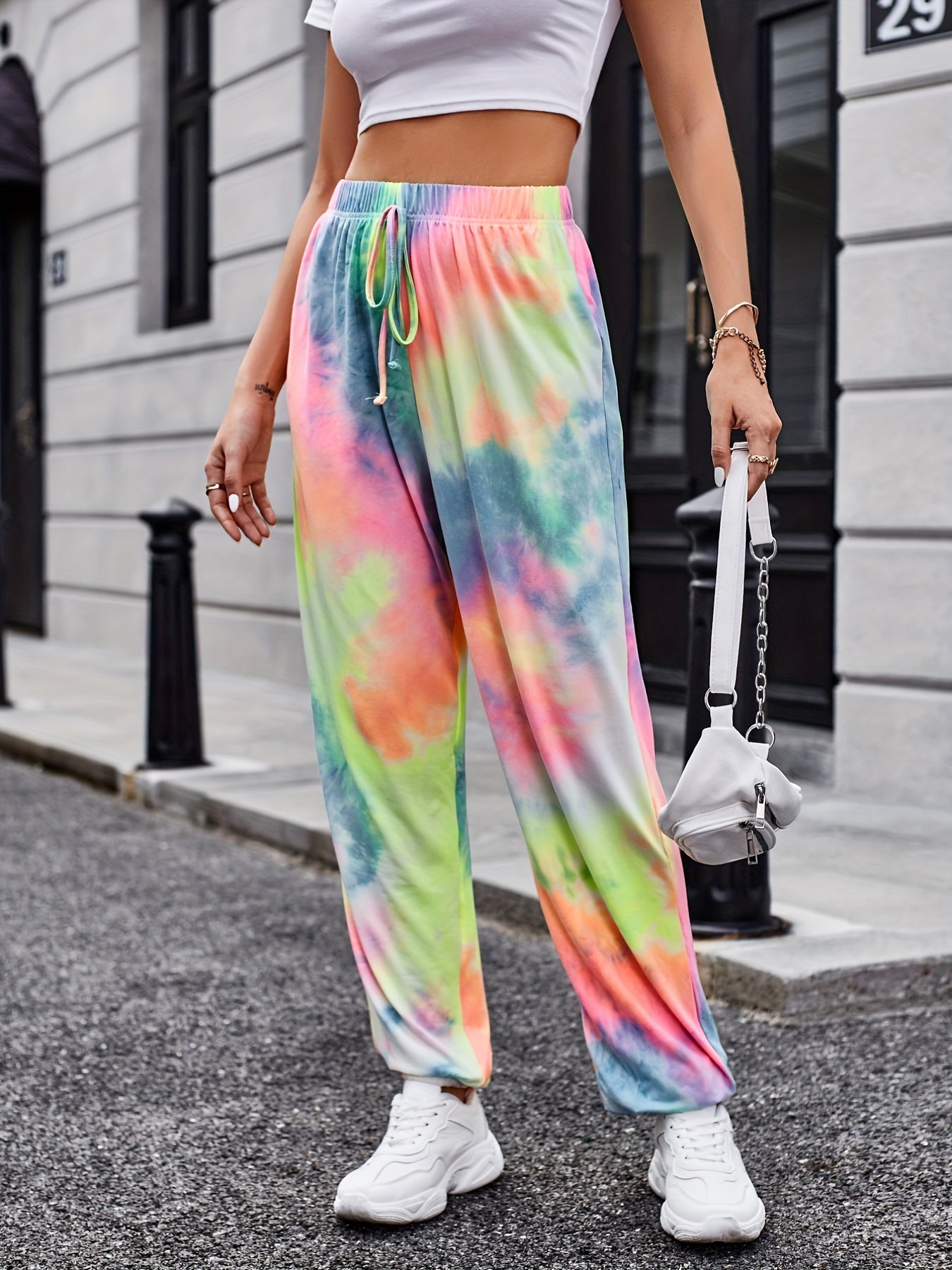 Colorful Tie Dye Harem Pants Loose Drawstring Casual