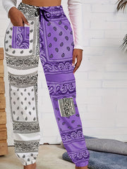  Boho Pants Women's Paisley Print Drawstring Pants