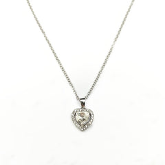Crystal Pendant Necklace Silver Heart Chain Necklace for Women