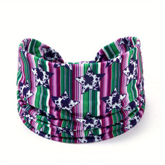 Boho Striped Print Headband Star Sports Sweatband Knot Bandana