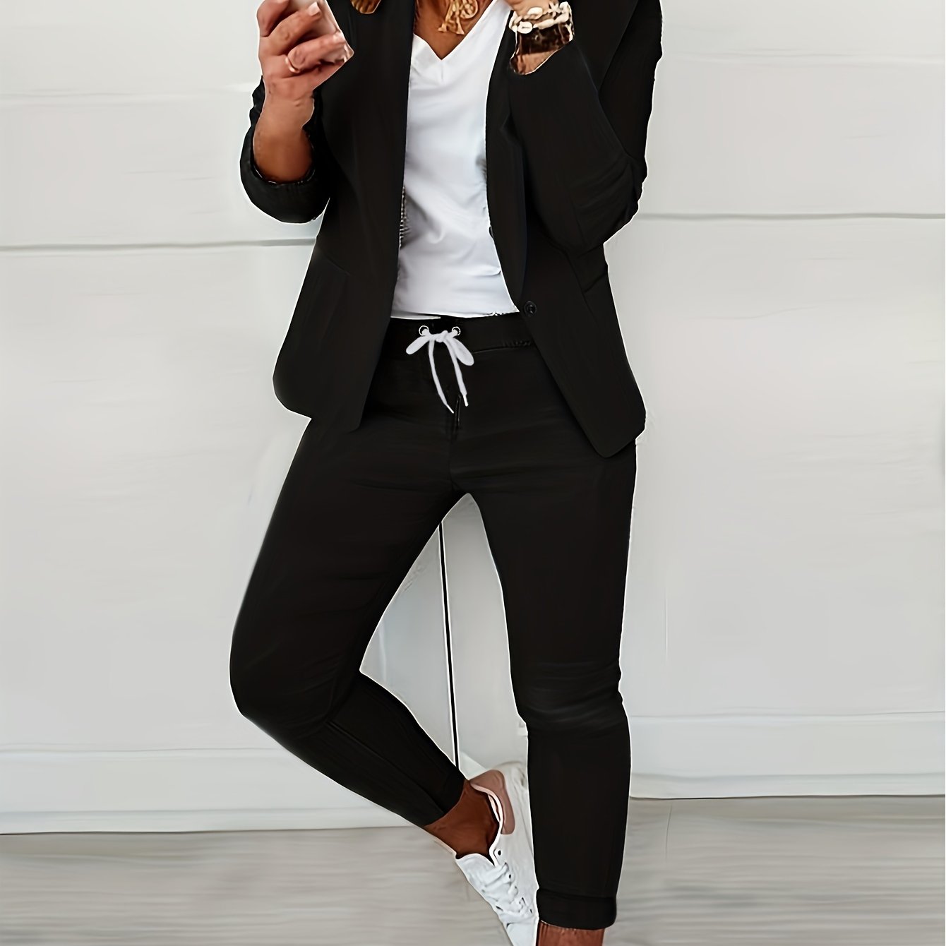 Women's Lapel Neck Pantsuits Blazer And Pants For Office