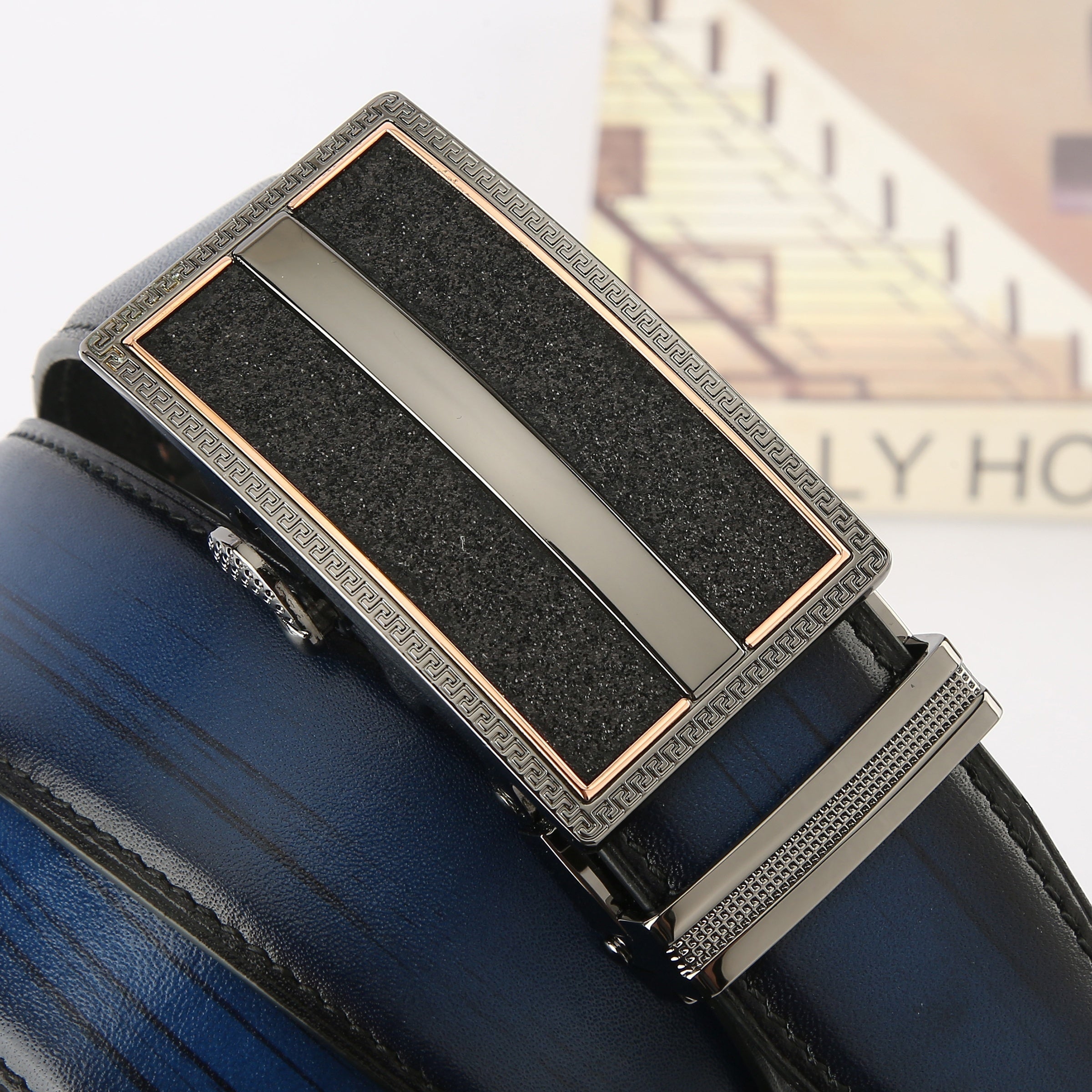 Men's Leather Belt Automatic Buckle Business Suit Waist Strap