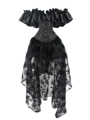 Gothic Jacquard Corset Bustier & Mesh Skirt Set