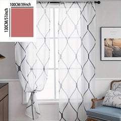 Modern Geometric Rhombic Lattice Sheer Curtain for Home Decor