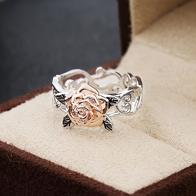 Rose Flower Ring Vintage Style Engagement Ring