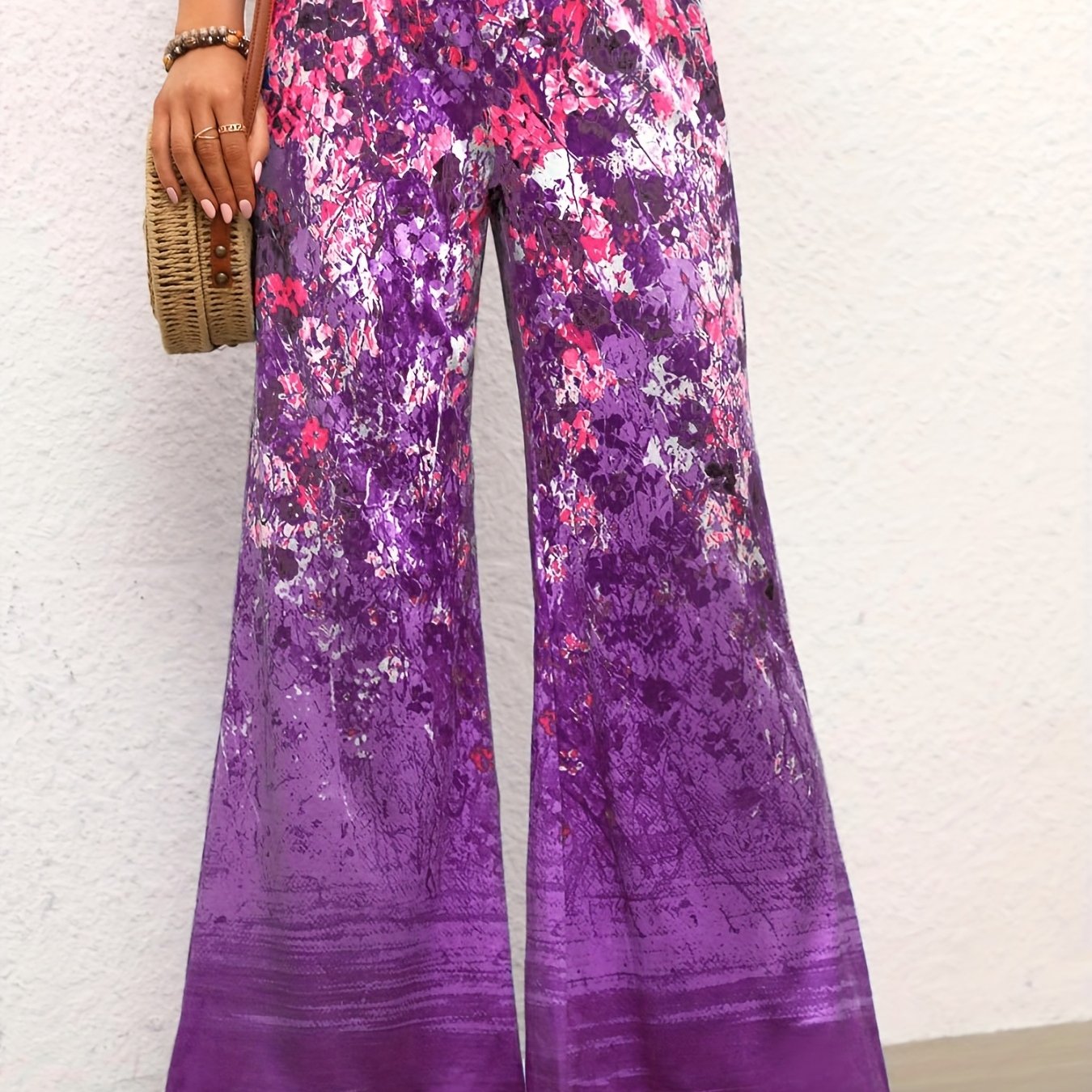 Floral Print High Rise Flare Leg Pants