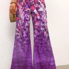 Floral Print High Rise Flare Leg Pants