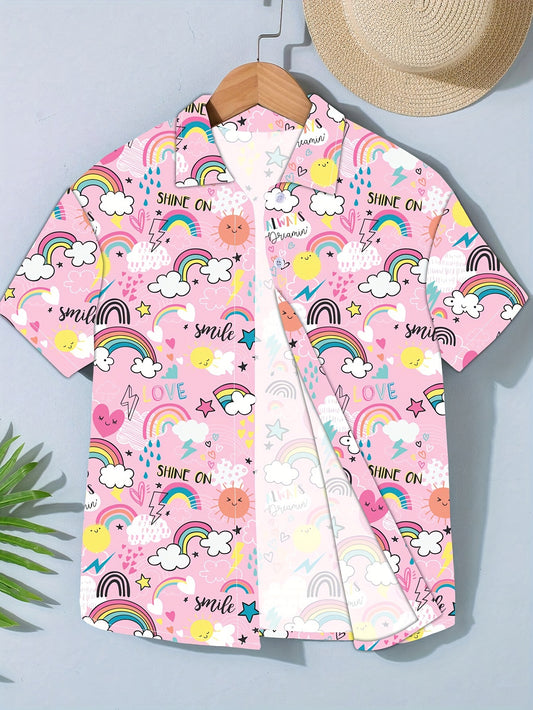 Kids Cartoon Graphic Short Sleeve Shirt