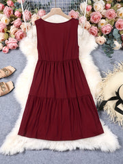  Casual Tank Dress Women's Plus Button Decor Sleeveless Smock Dress