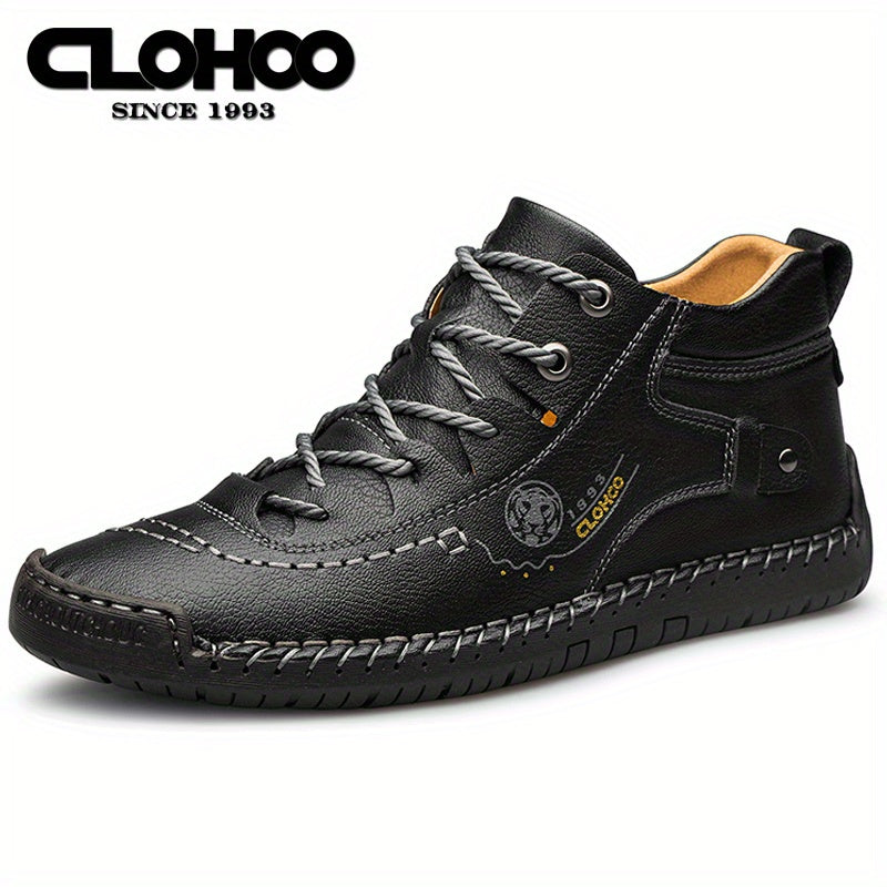 Men's High Top Stitched Boots Casual Walking Shoes