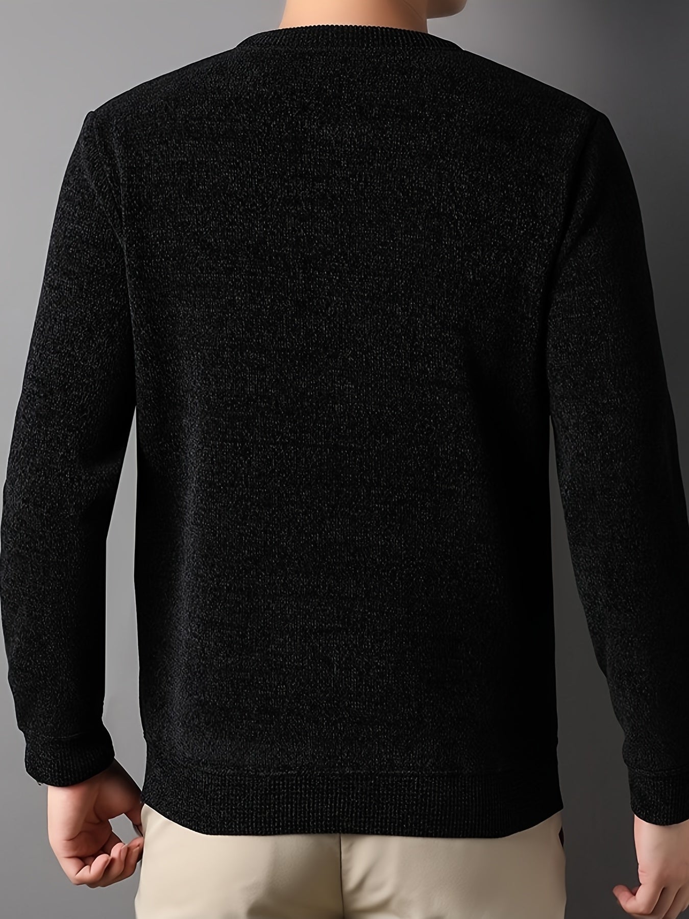 Vintage Style Loose Fit Sweater Men's Casual Crew Neck Pullover