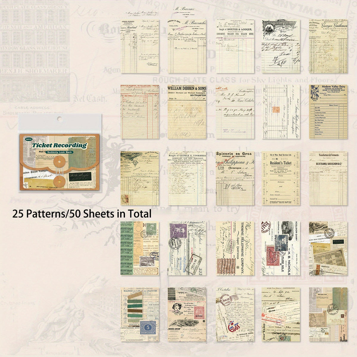50pcs Vintage Ephemera Bundle Junk Journal Kit Scrapbook Supplies Paper