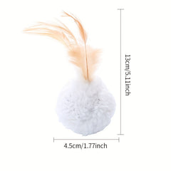 Interactive Cat Teaser Toy Plush Ball with Feathers