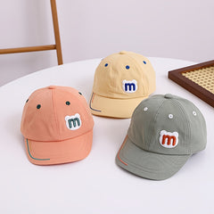 Kids Sunshade Baseball Cap w/ M Letter Bear Head, Adjustable, Breathable