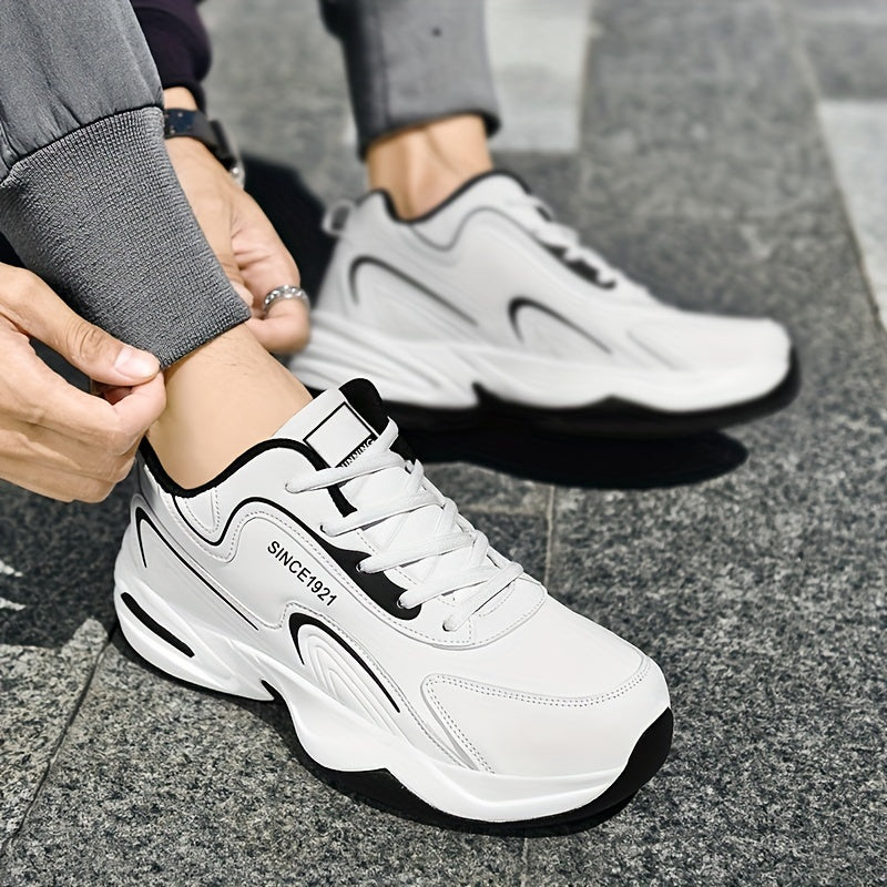 Men's Block Letter Print Chunky Sneakers