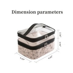 Waterproof Clear PVC Double Layer Makeup Bag Organizer Portable Travel Cosmetic