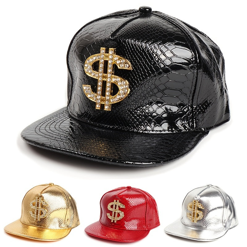 Crocodile Pattern Hat Gold Dollar Sign Hip hop Cap
