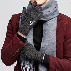 Thickened Knitted Touch Screen Gloves, Outdoor Non-slip Cycling Gloves