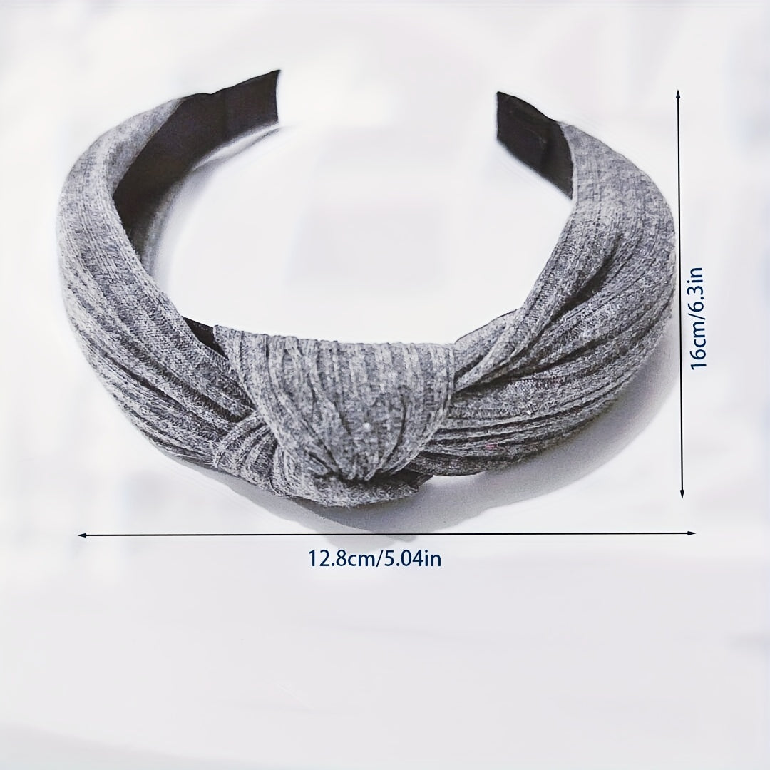 Knitted Fabric Cross Knot Headband Wide Hair Band Retro Style
