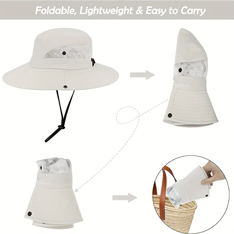 2 Pack Women's Ponytail Sun Hat Mesh Bucket Hat UV Protection