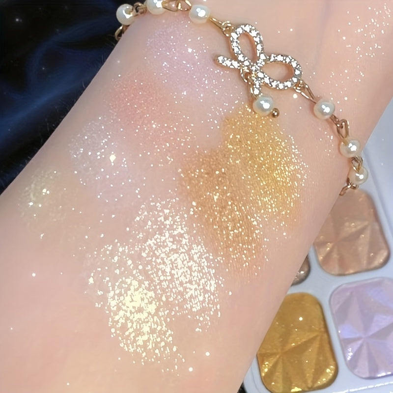 8 colors Diamond Shimmer Highlighter Palette - Face and Body Blend and Bronze