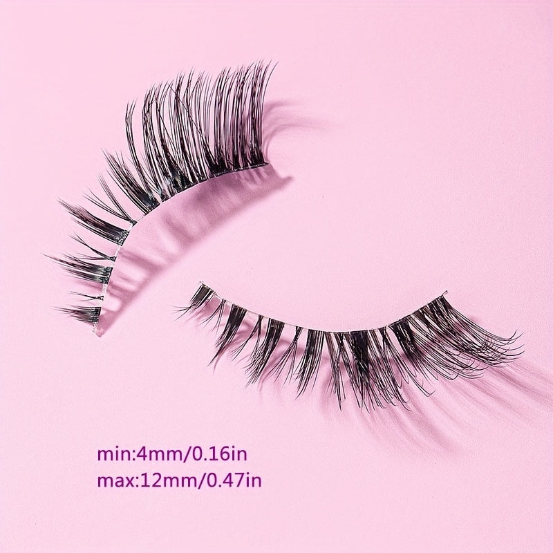 7 Pairs 12mm Full False Lashes Wispy Clear Band Natural Cross False Eyelashes