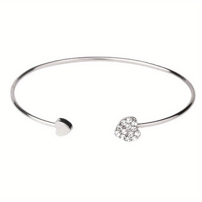 Full Drill Love Bracelet Double Peach Heart - Plated Heart Bracelet