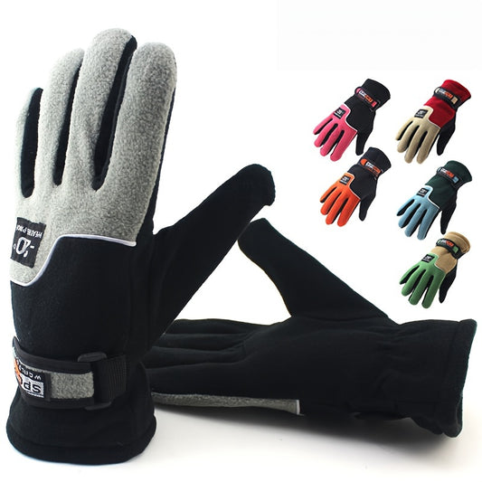 Fleece Gloves Full Finger Autumn Winter Warm Outdoor Cycling Long Finger Gloves