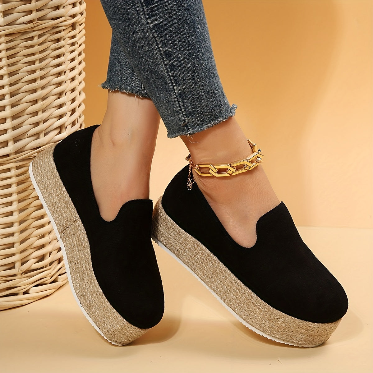 Women's Platform Espadrille Loafers Slip On Shoes