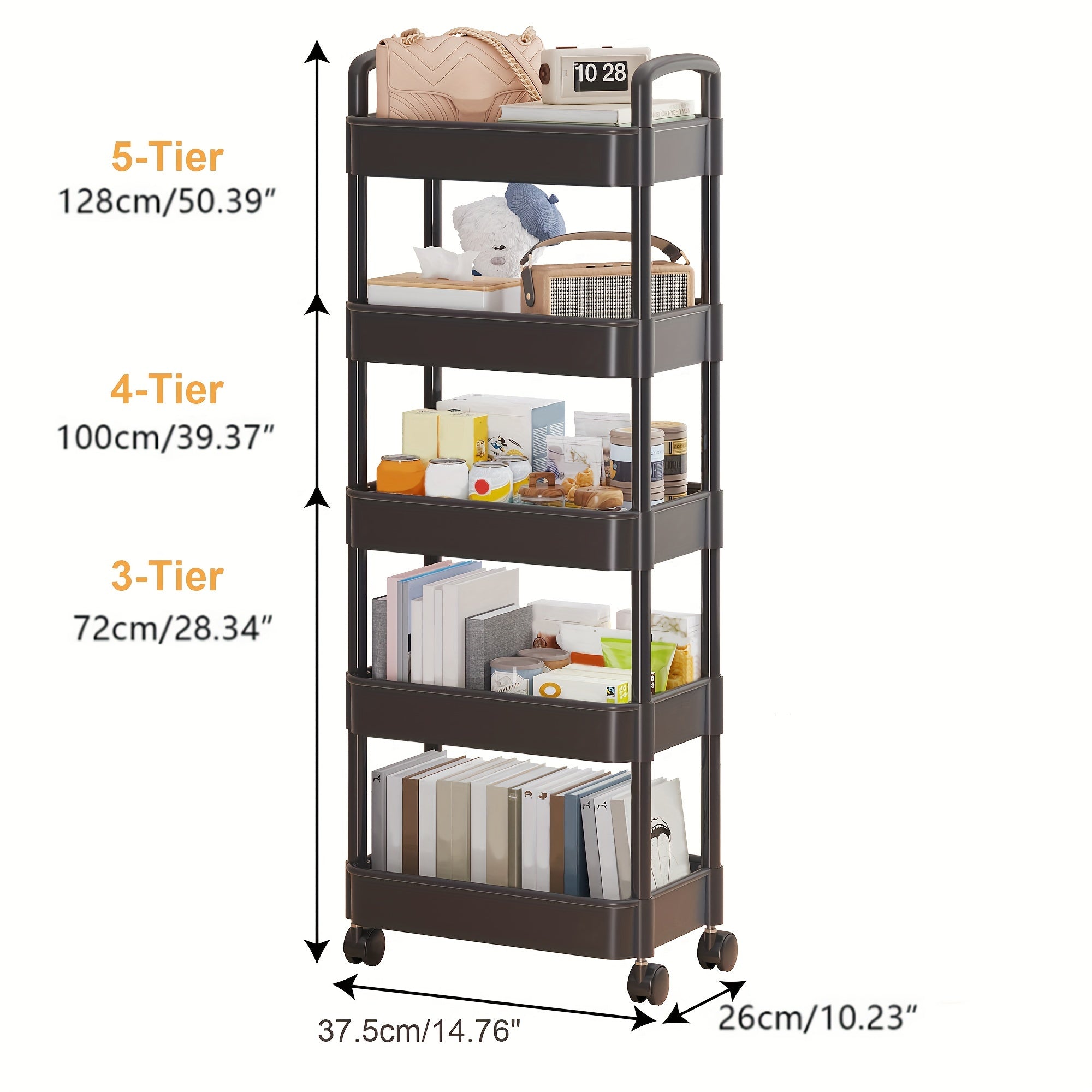 Function Wheeled Mobile Storage Rack Layer Book Storage Trolley