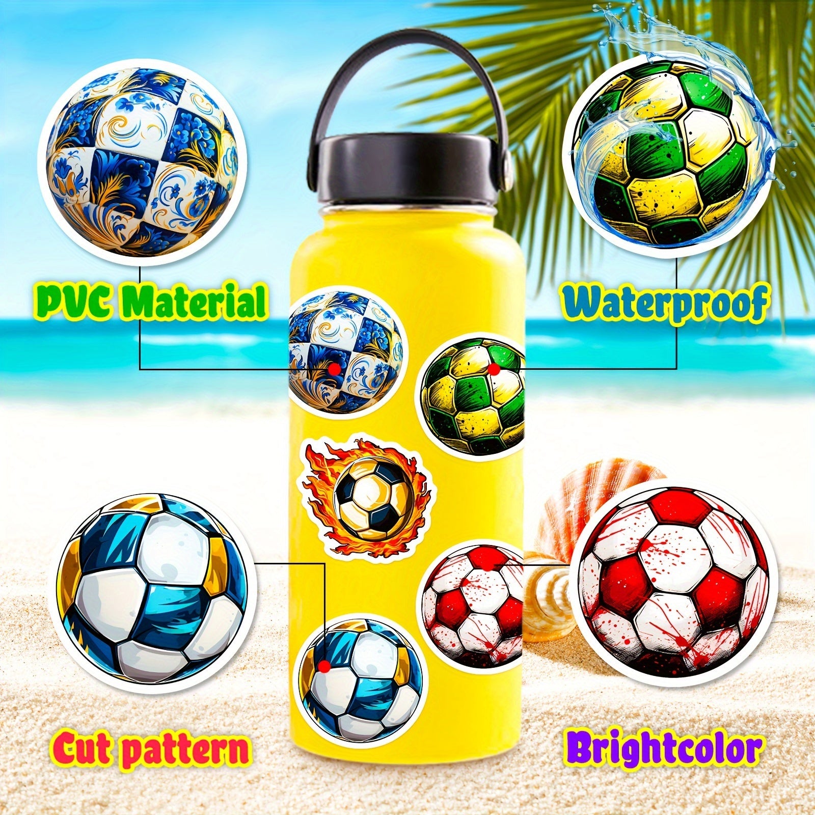50pcs Football Graffiti Stickers for Desktop Stationery Bicycle