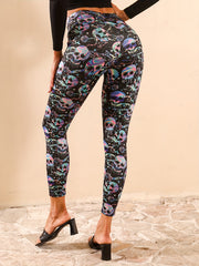 Skull Print Yoga Pants Stretchy Leggings Women's Activewear
