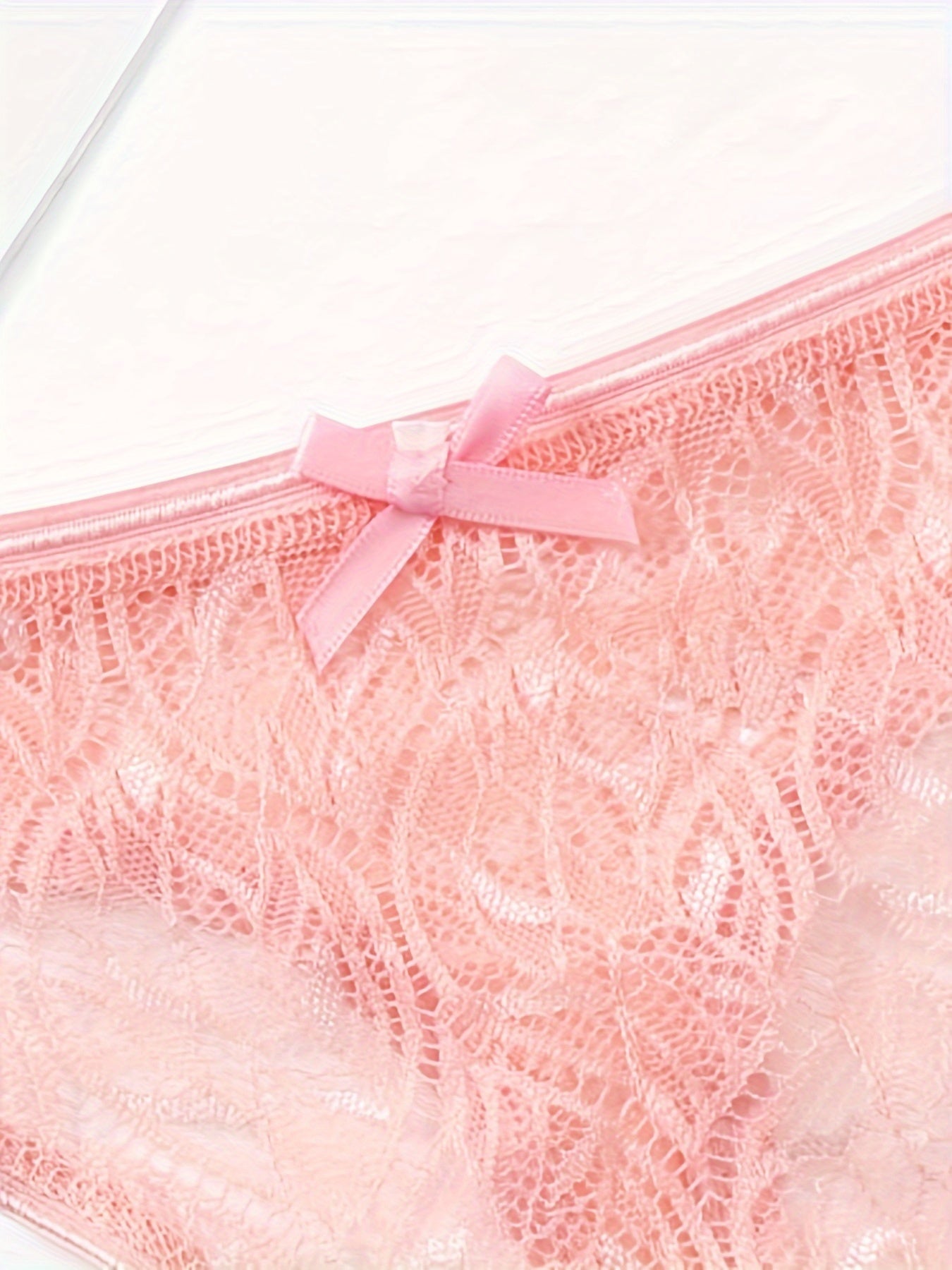 5 Pack Plus Size Sexy Lace Thongs Set Soft Breathable Bow Front Panties
