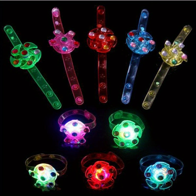 5pcs LED Light Up Spin Glow Bracelets, Party Favors for Goodie Bags, Birthday