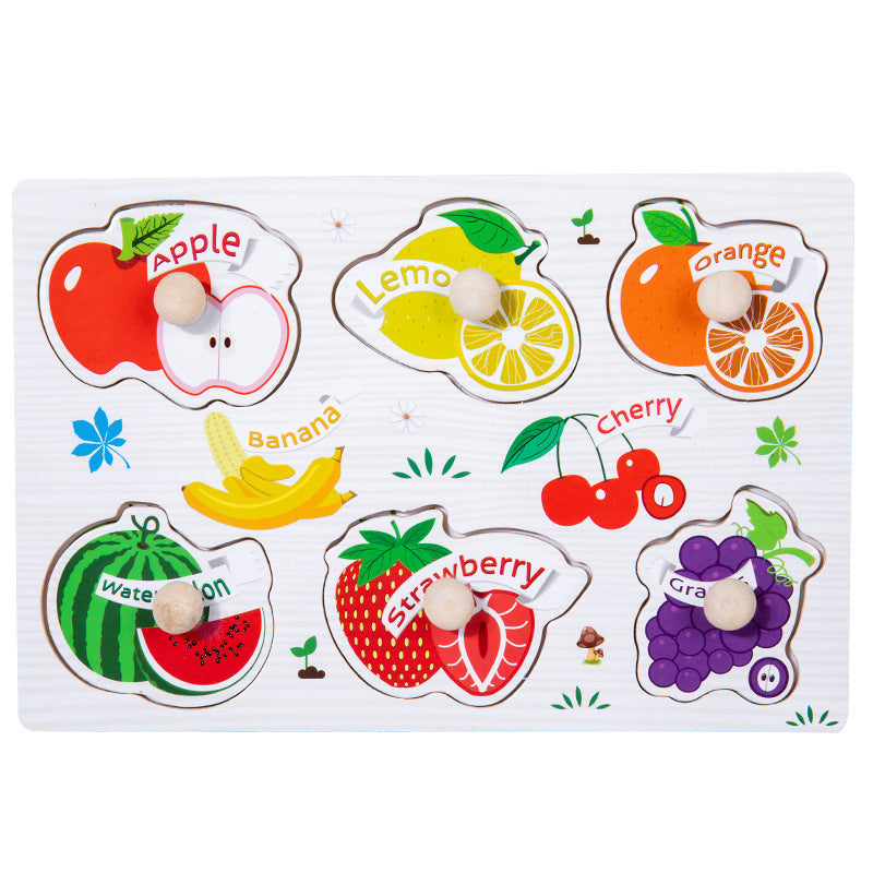 Kids Educational Wooden Puzzles Montessori Animal Fruit Shape Jigsaw