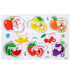 Kids Educational Wooden Puzzles Montessori Animal Fruit Shape Jigsaw