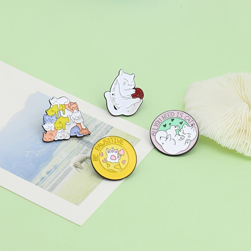 Cat Fan Club Be Pawsitive Novel Zinc Alloy Brooch