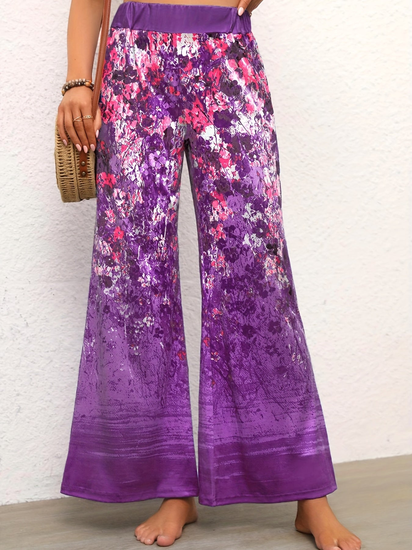 Floral Print High Rise Flare Leg Pants