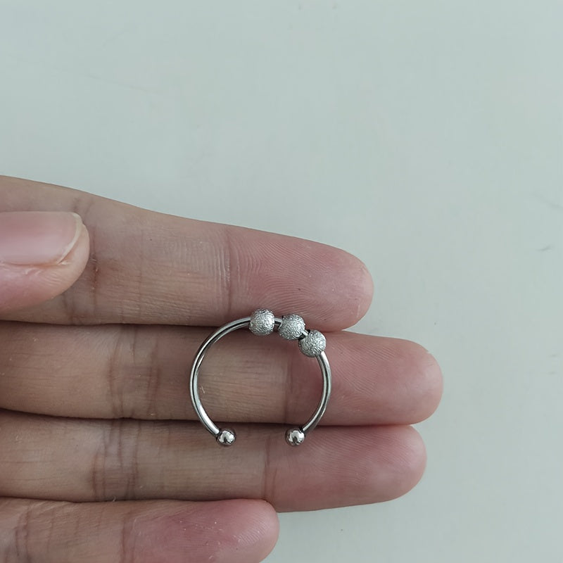 Rotatable Three Bead Fingertip Ring for Stress Relief