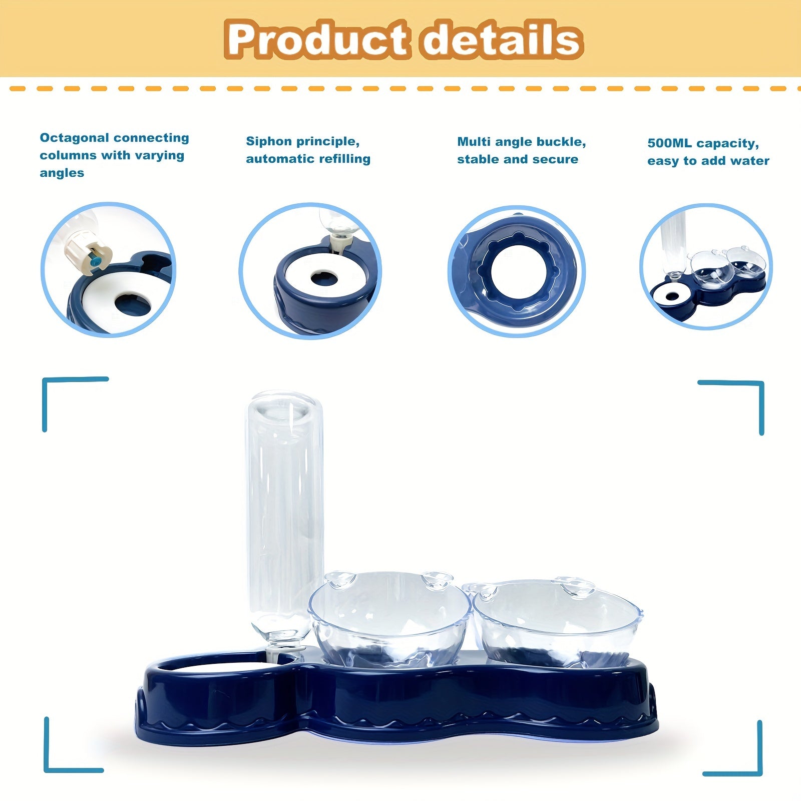 Elevated Cat Bowls 3-in-1 Automatic Water Bottle & Food Bowls