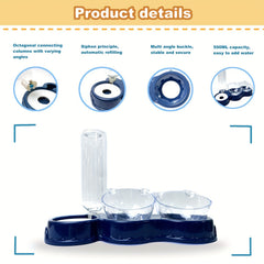 Elevated Cat Bowls 3-in-1 Automatic Water Bottle & Food Bowls